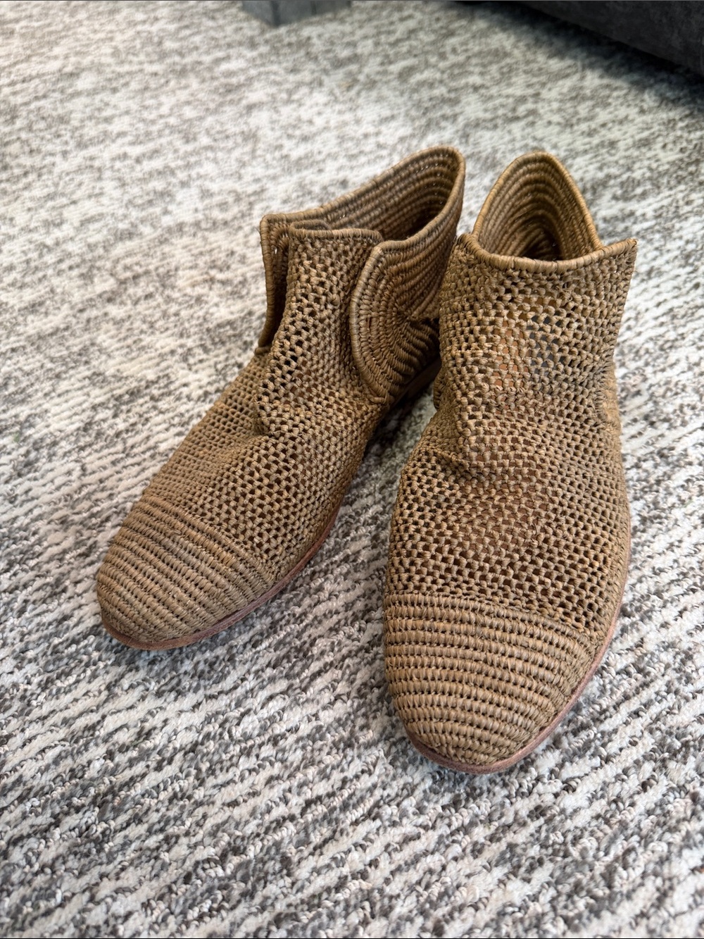Woven Knit Ankle Booties in Brown - Women
